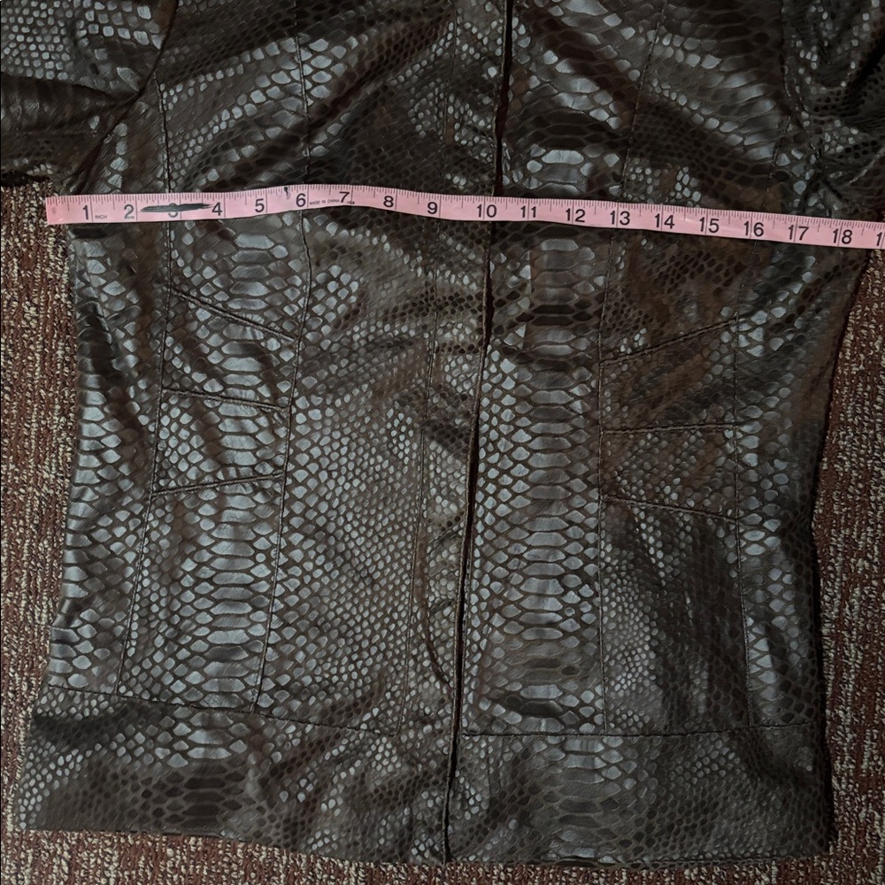 Dana buchman blazer small faux leather snakeskin brown animal print moto style - Picture 11 of 13